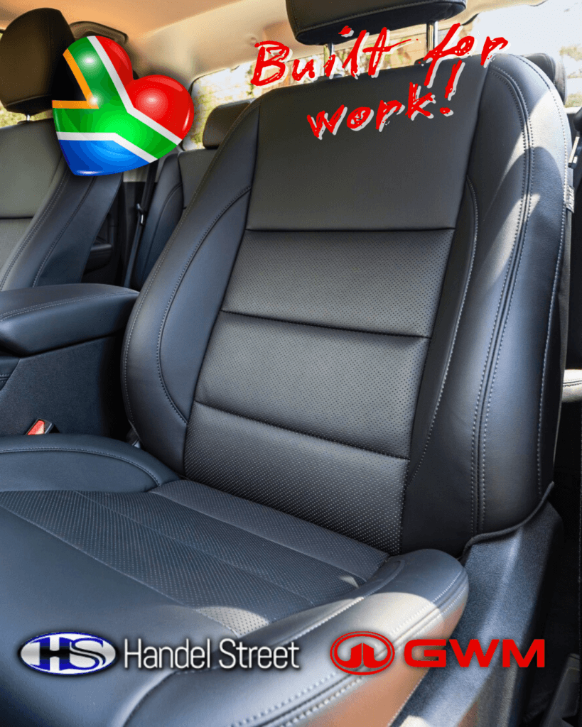 GWM P300 SX interior converted to premium black leather by Handel Street Upholsterers.